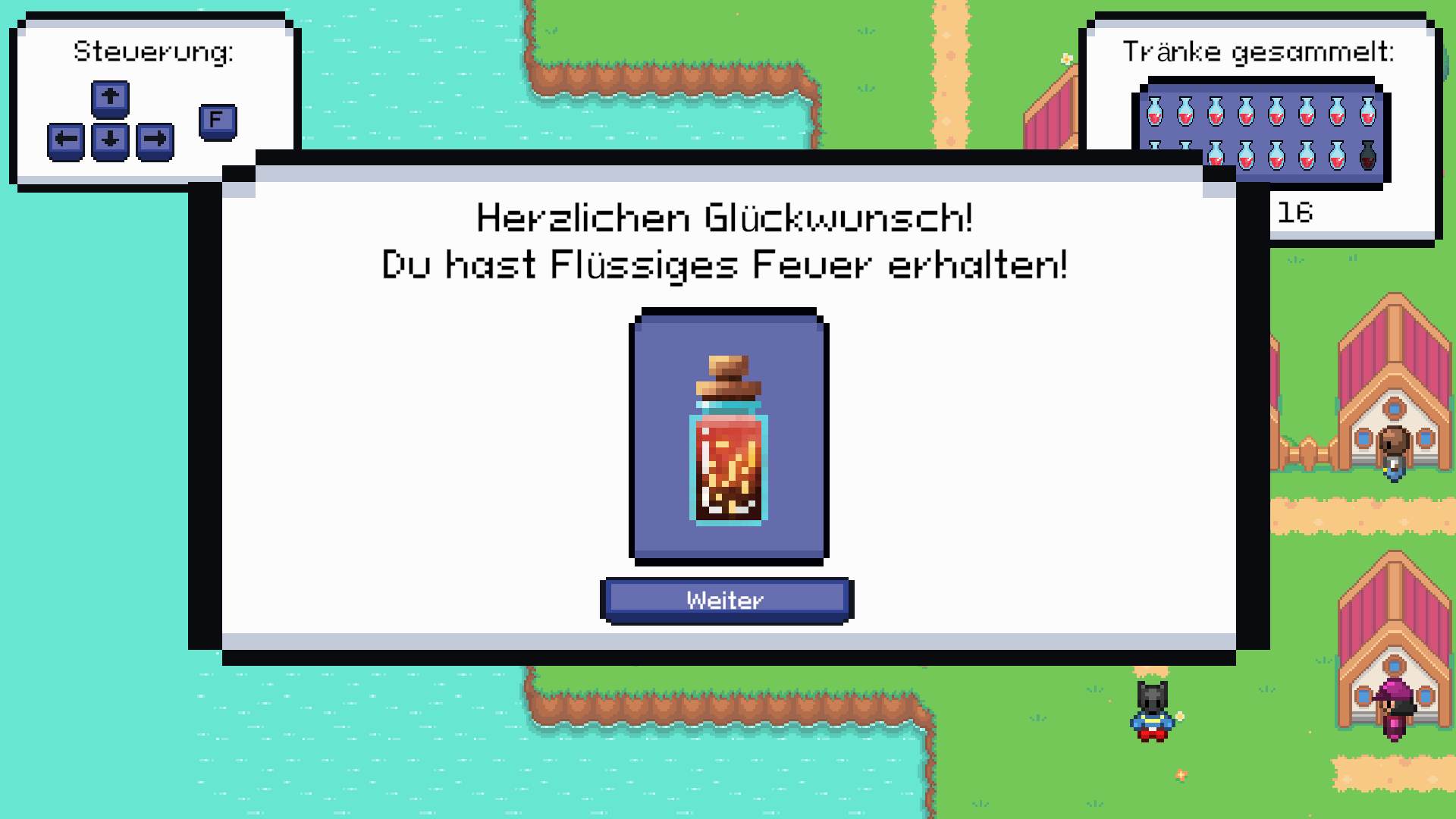 A reward screen showing a potion ingredient earned after completing a quest.